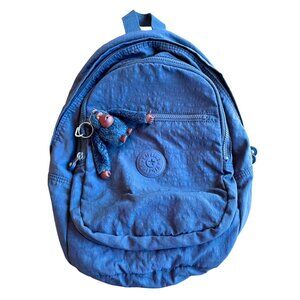 Kipling Challenger Medium Backpack With Furry Monkey Key Ring, Blue